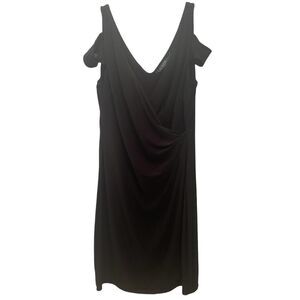 Lauren Ralph Lauren Black Jersey Cold shoulder Ruched Dress Sz 12